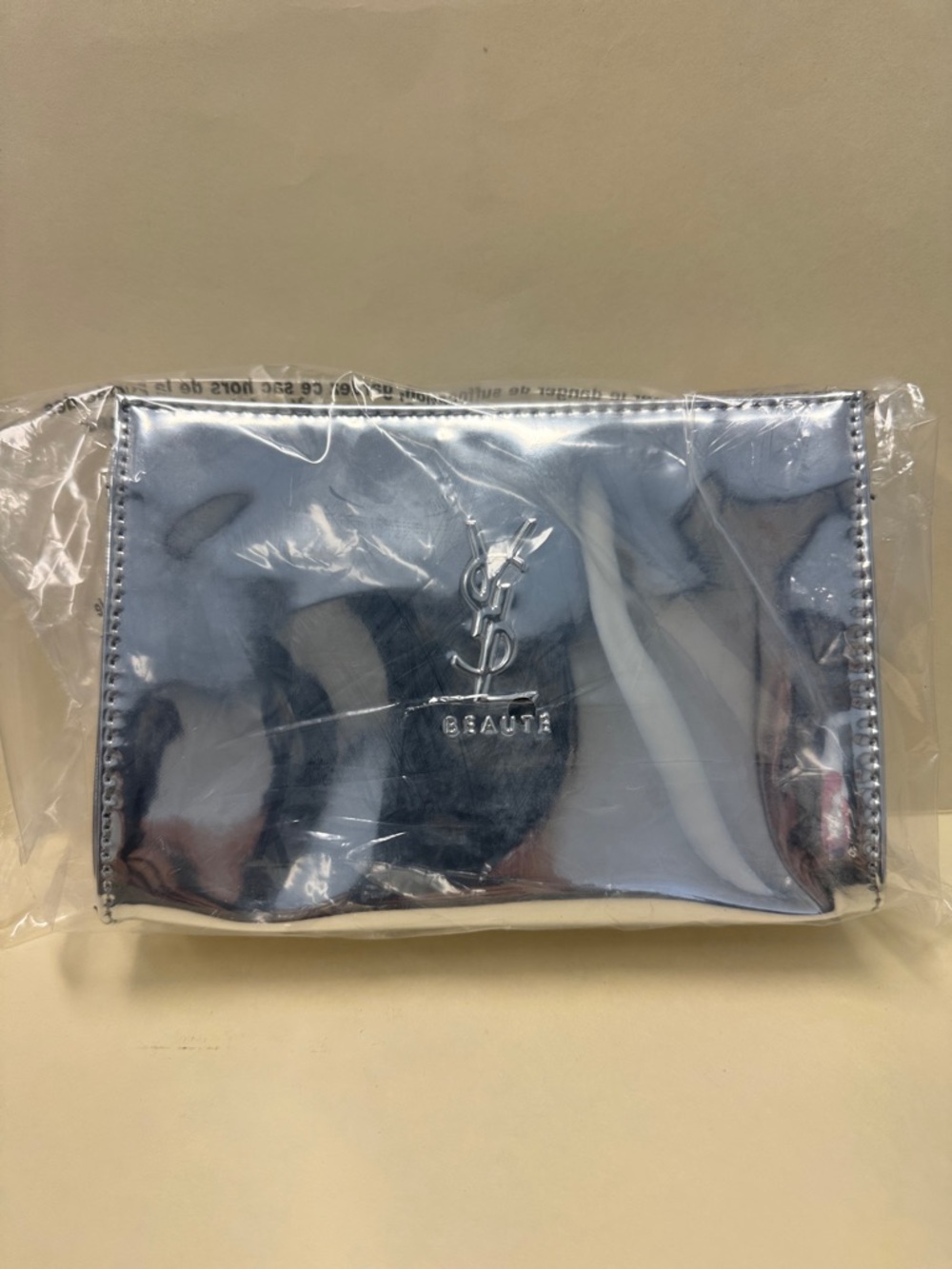 YSL Silver Metallic Snap Loveshine Leather Cosmetic Pouch + Y & Libre Mini $100 - Picture 3 of 8